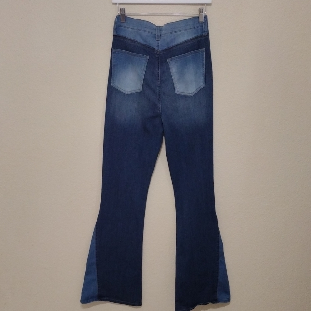 Fashion Nova Blue and Silver Flare Jeans - Picture 7 of 9